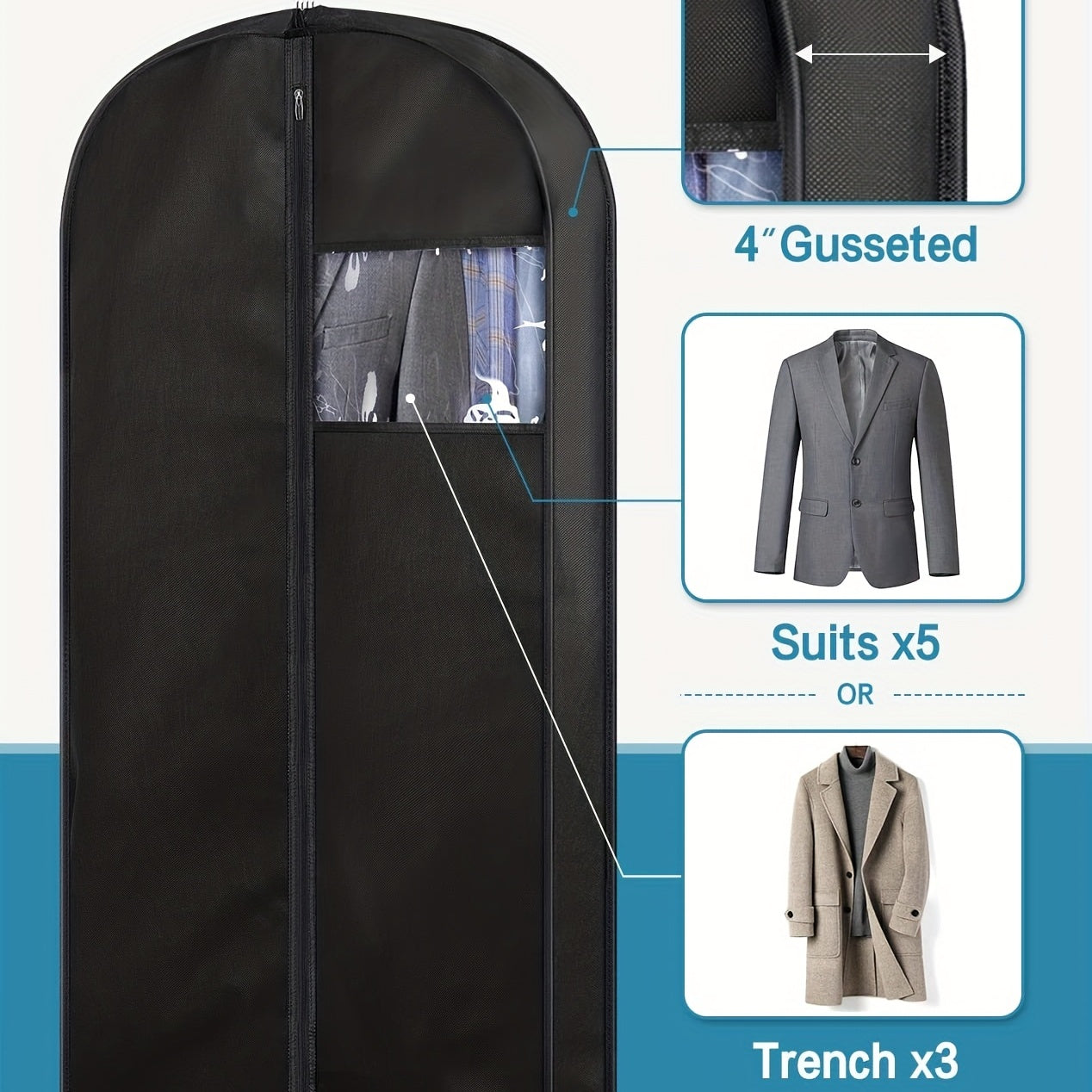 Suit Bags for Closet and Travel, Pack of 3