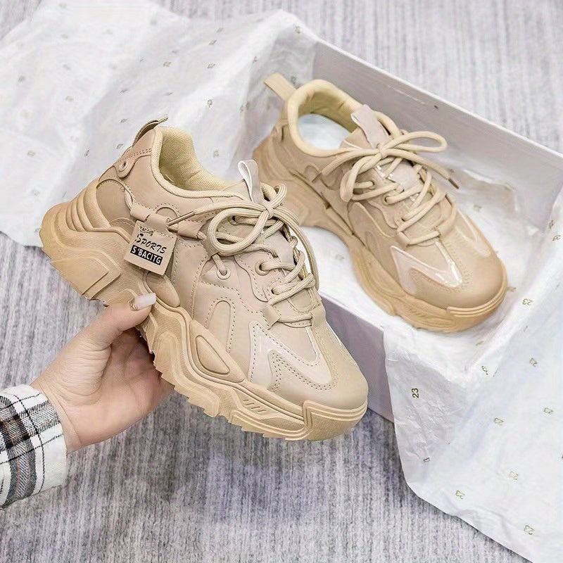 Platform Sneakers Comfortable Lace Up Sports Shoes Casual Walking Low Top Shoes