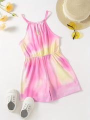 Toddler Girls Halter Tie Dye Graphic Romper Jumpsuit for Beach Vacation