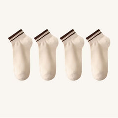 4 Pairs Striped Shorts Socks Pack Women's Stockings