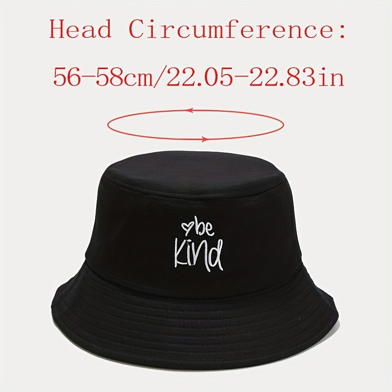 Unisex Sunshade Bucket Hat Heart Embroidery Double Sided Sun Hat