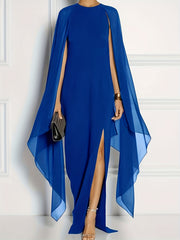 Solid Split Chiffon Sleeveless Evening Dress Spring & Summer Maxi Dress