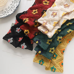 5 Pairs Retro Socks Floral Geometric 3D Textured Women's Stockings
