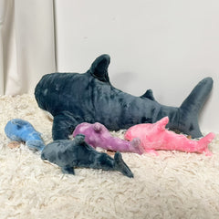 Soft Squishy Shark Plush Toy Set - Giant Shark with 4 Small Sharks