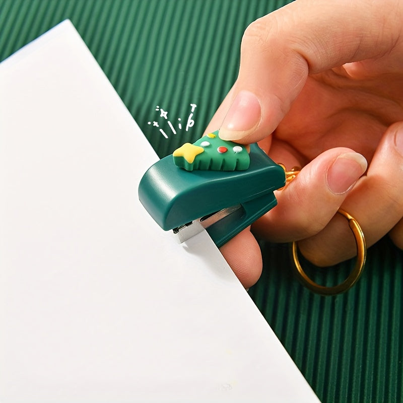 Christmas Cartoon Mini Stapler with Key Chain, Christmas Gift