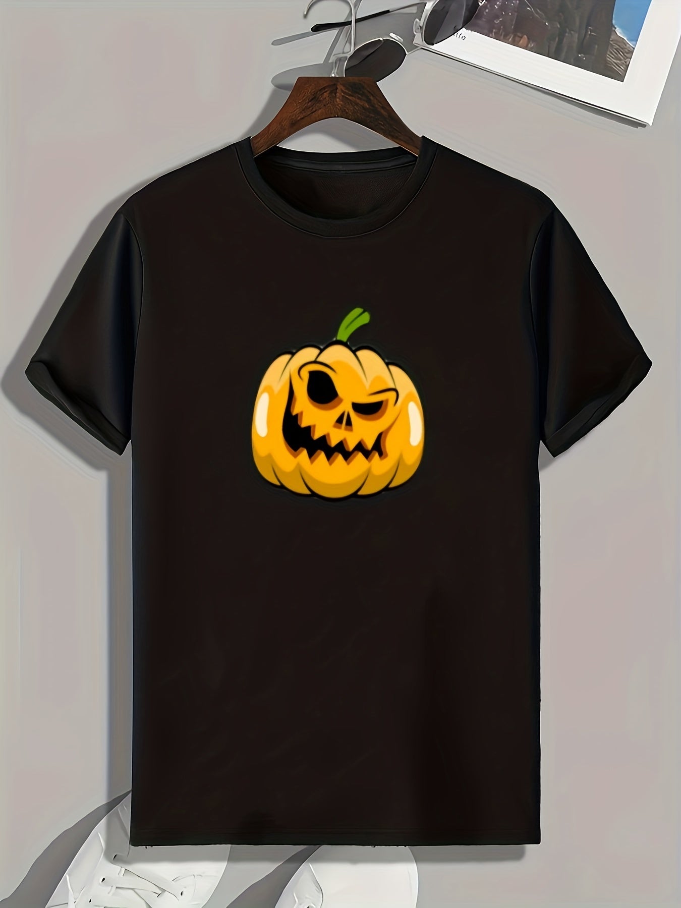 Halloween Pumpkin Print Men's Tee Casual Comfy Shirt