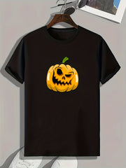 Halloween Pumpkin Print Men's Tee Casual Comfy Shirt