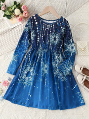 Kid Girls' Bead & Floral Print A Line Dress
