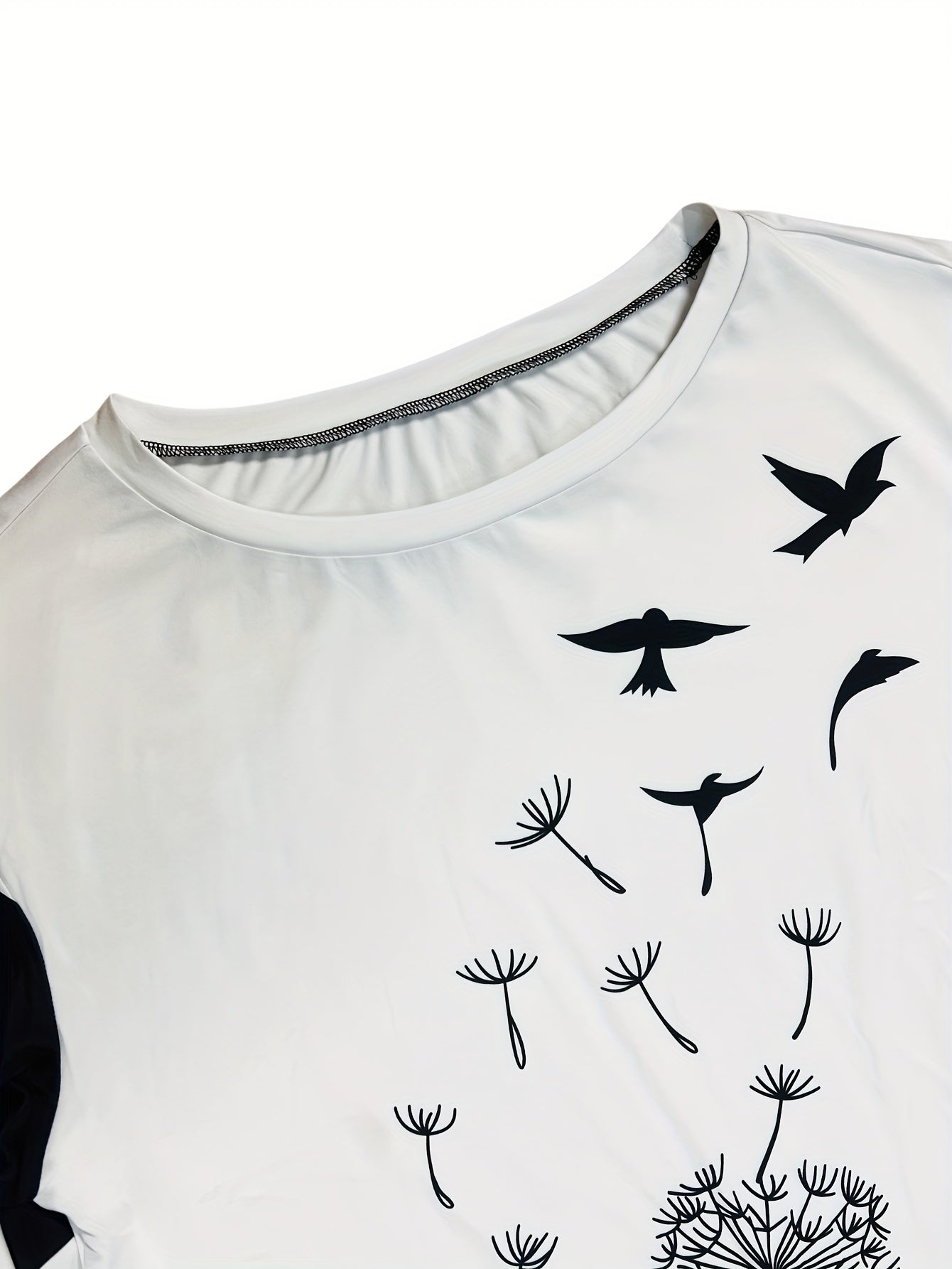 Dandelion & Bird Print Top & Stripe Skirt Set