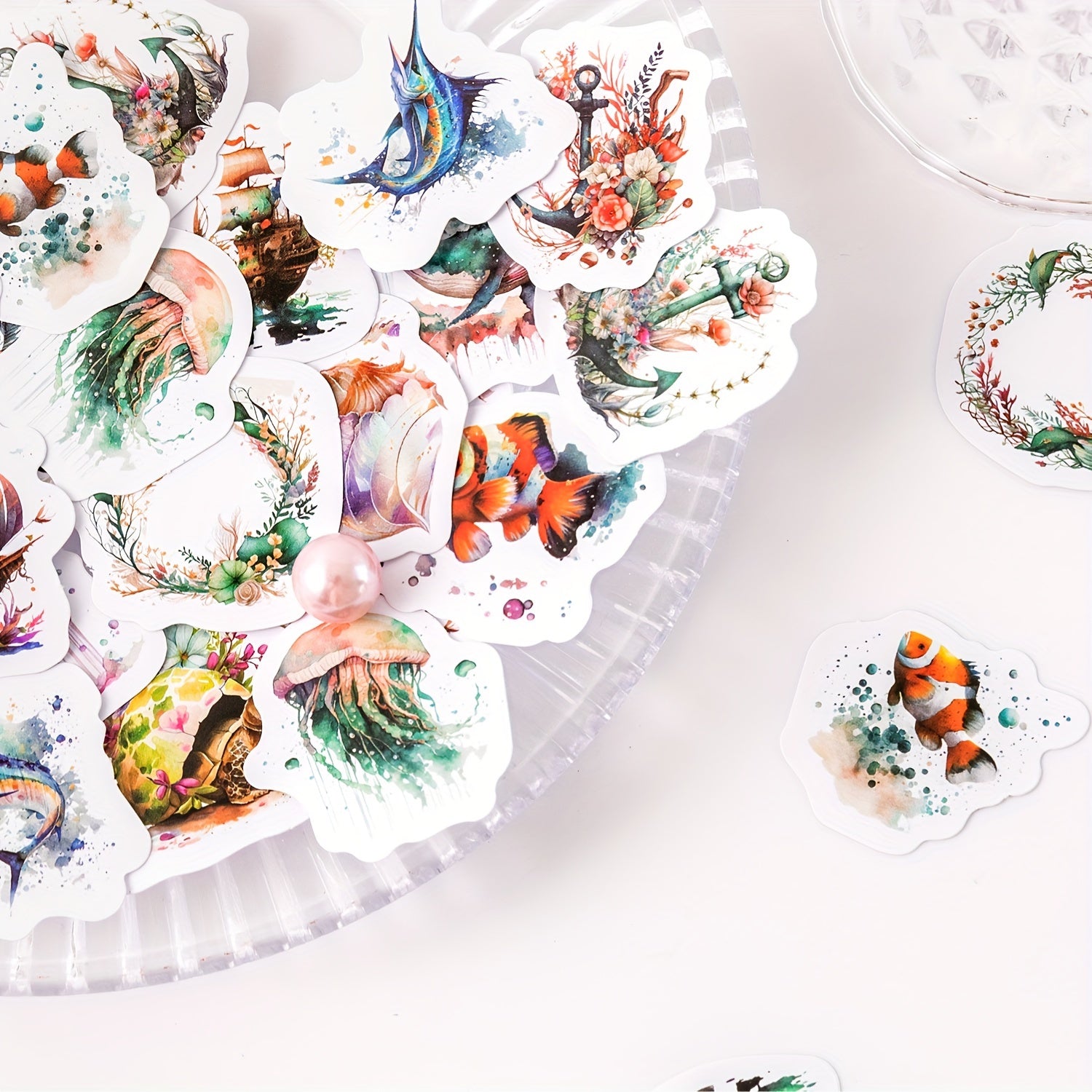 46pcs Sea Series Retro Journal Decoration Stickers Self-adhesive Box Stickers