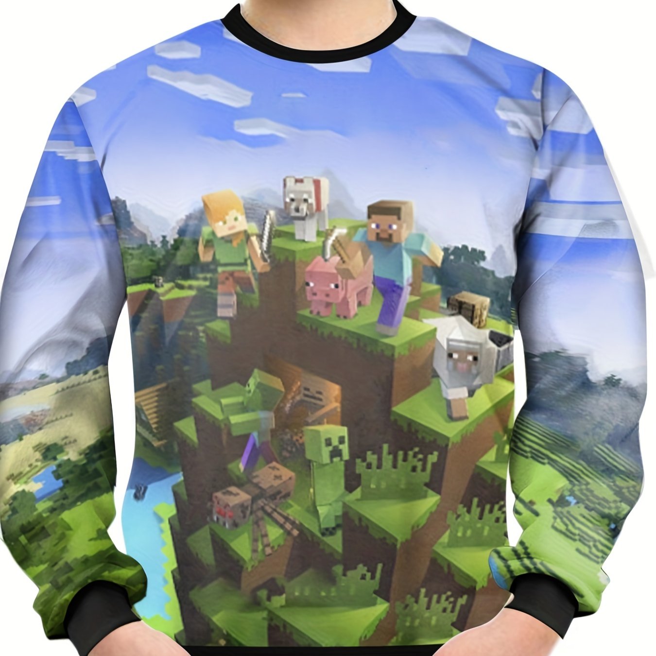 Teens 3D Print Sweatshirt Kids Casual Pullover Building Block Graphic