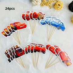24 Red Cars Party Decorations - Birthday Celebration Supplies