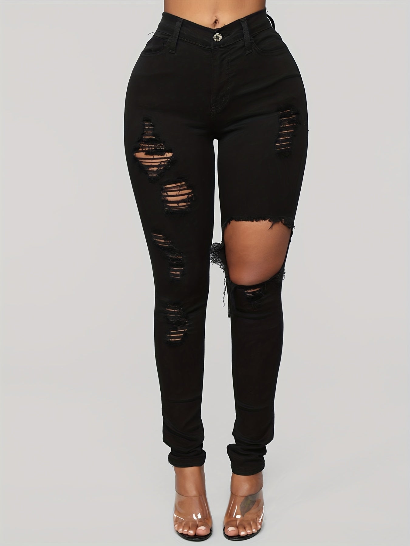 High Strech Ripped Skinny Denim Jeans