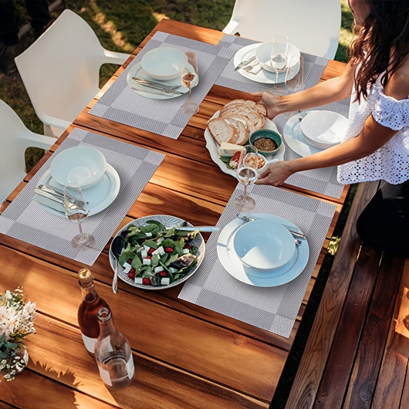 Crossweave Woven Vinyl Placemats Set Non Slip Insulation Washable Table Mats