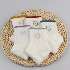 5 Pairs Bear Print Socks Women's Stockings & Hosiery