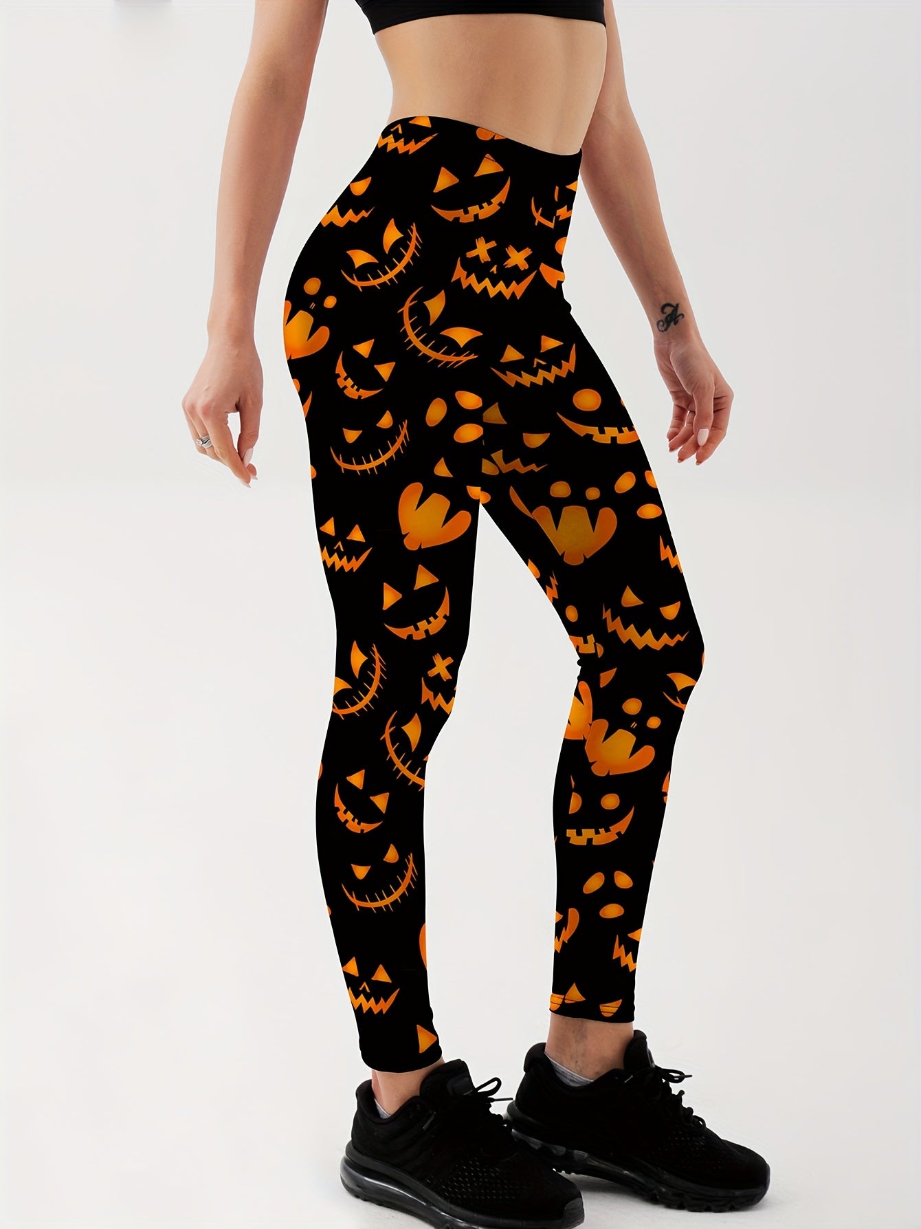 Pumpkin Ghost Print Yoga Pants High Waist Leggings