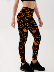 Pumpkin Ghost Print Yoga Pants High Waist Leggings