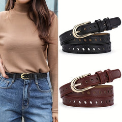 Rectangular Buckle Pin Belt Casual PU Leather Waist Belts