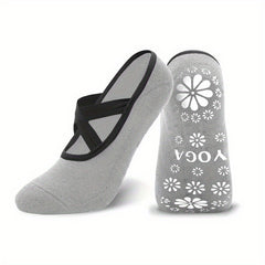 Yoga Socks Women Non Slip Grips Cross Strap Pilates Fitness Ballet