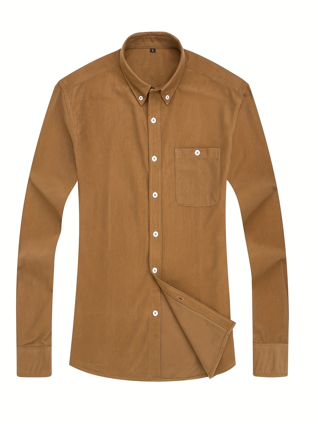 Men's Casual Button Up Long Sleeve Shirt With Chest Pocket