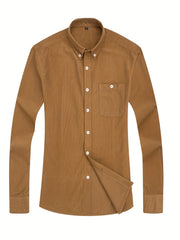 Men's Casual Button Up Long Sleeve Shirt With Chest Pocket