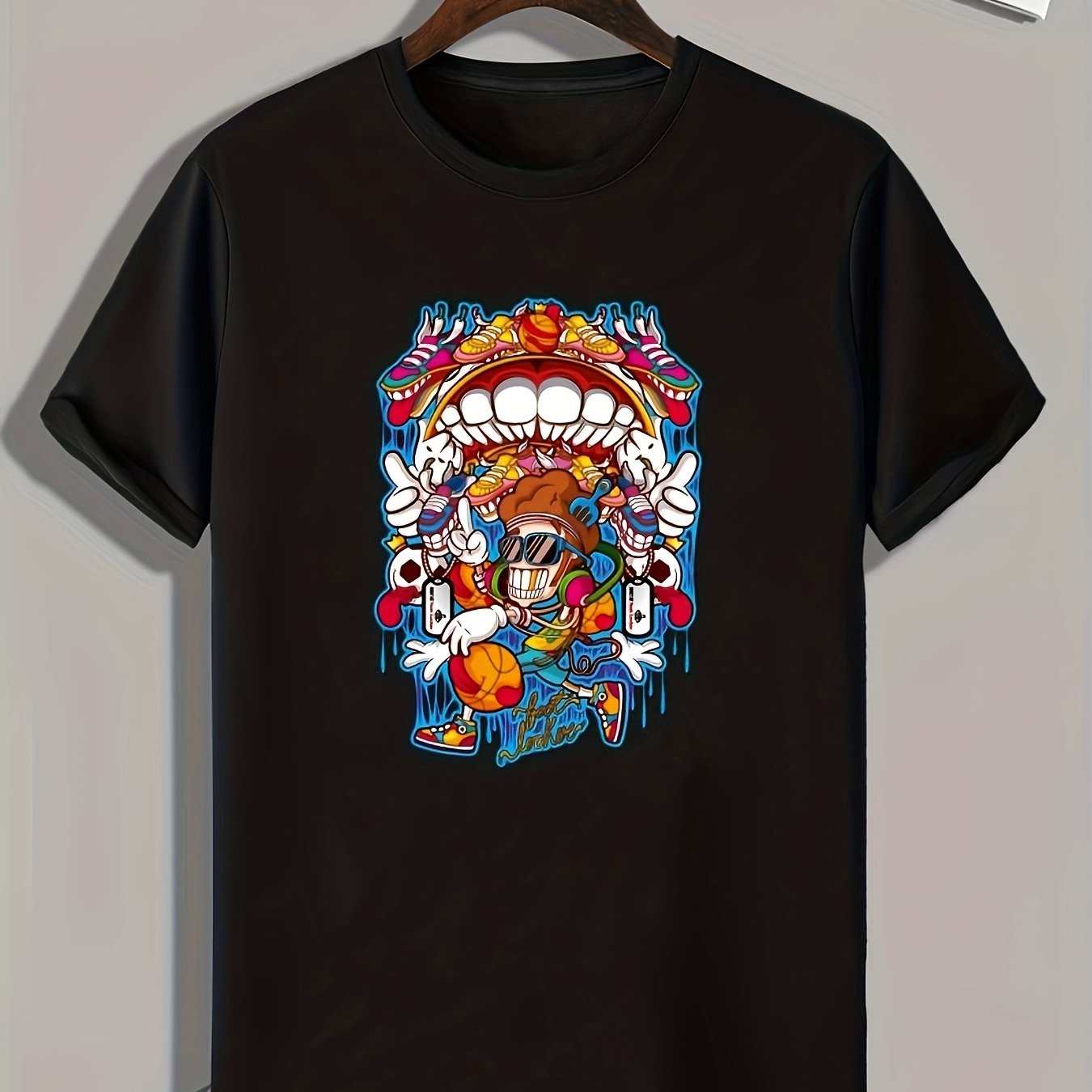 Funny Cartoon Print Men's Graphic T shirt Casual Comfy Tees For Summer