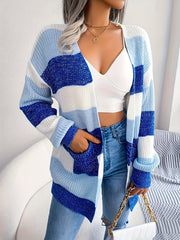 Colorblock Open Front Cardigan