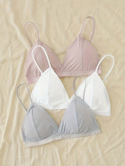 3 Pcs Girls Bralette Spaghetti Strap V Neck Padded Wire A B Cups Hook Closure