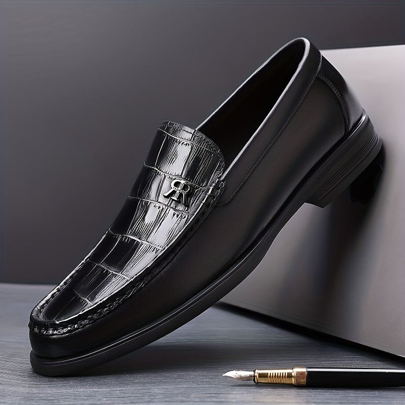 Men's Textured Loafer Shoes Non slip Slip On Dress Shoes