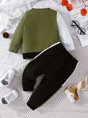 Baby Boy's Long Sleeve Sweatshirt & Trousers Set For Spring And Autumn