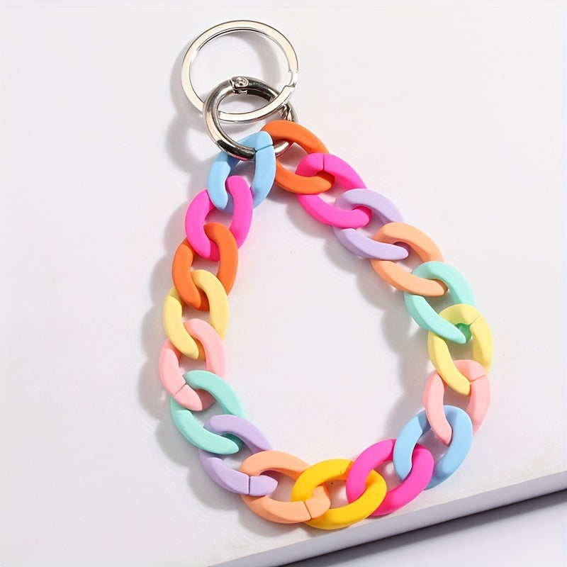 Y2K Block Bracelet Keychain Acrylic Key Ring Purse Bag Backpack Charm
