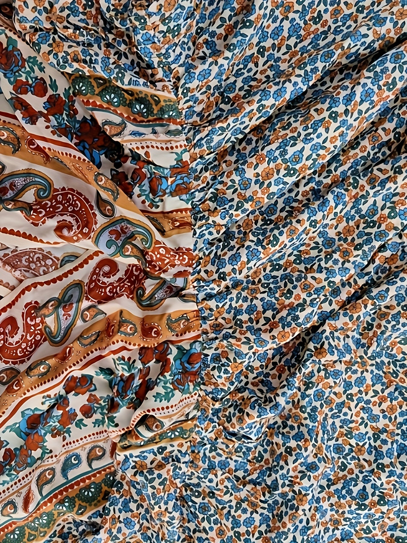 Paisley Floral Print V Neck Maxi Dress