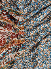 Paisley Floral Print V Neck Maxi Dress