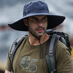 Men's Mesh Wide Brim Bucket Hat Sun Protection