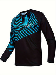 Men's Geometric Pattern V Neck Tee for Fall Spring