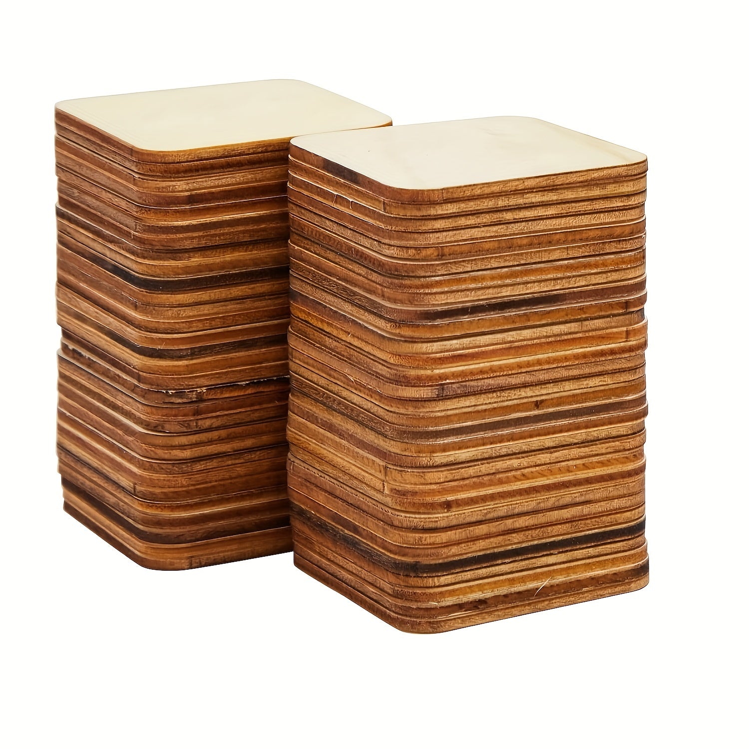 50pcs 2in Wooden Squares for DIY Crafts Wooden Cutout Tiles for Painting