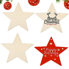 10pcs Wooden Star Christmas Tree Ornaments DIY Painting Wood Slices