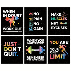 Gym Wall Art Set of 6: Inspirational Workout Room Poster