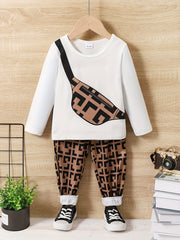Geometric Print 2pcs Set Boy's Outfit