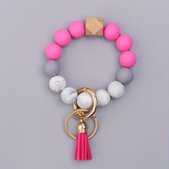 Silicone Bracelet Keychain with Tassel Ornament