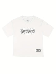 Men's Letter Print T shirt Casual Comfy Slightly Stretch Crew Neck Tee