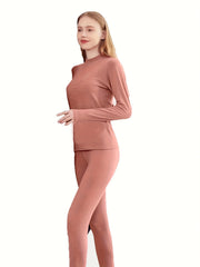 Women's Thermal Underwear Set Long Sleeve Crew Neck Tops & Pants