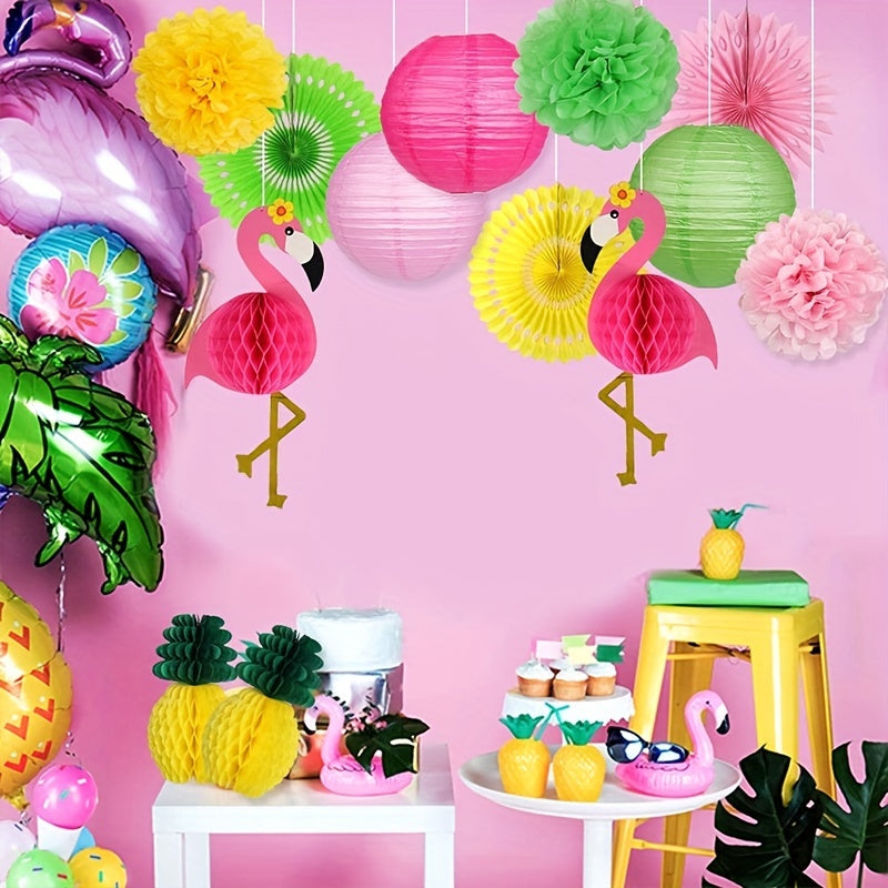 13pcs Flamingo Hawaiian Party Decoration Set