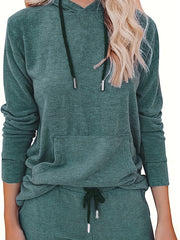Solid Hoodie & Joggers Two Piece Set with Pockets