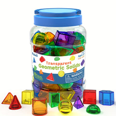 60pcs Translucent Geometric Solids 3D Shapes Tabletop Figures for Teaching