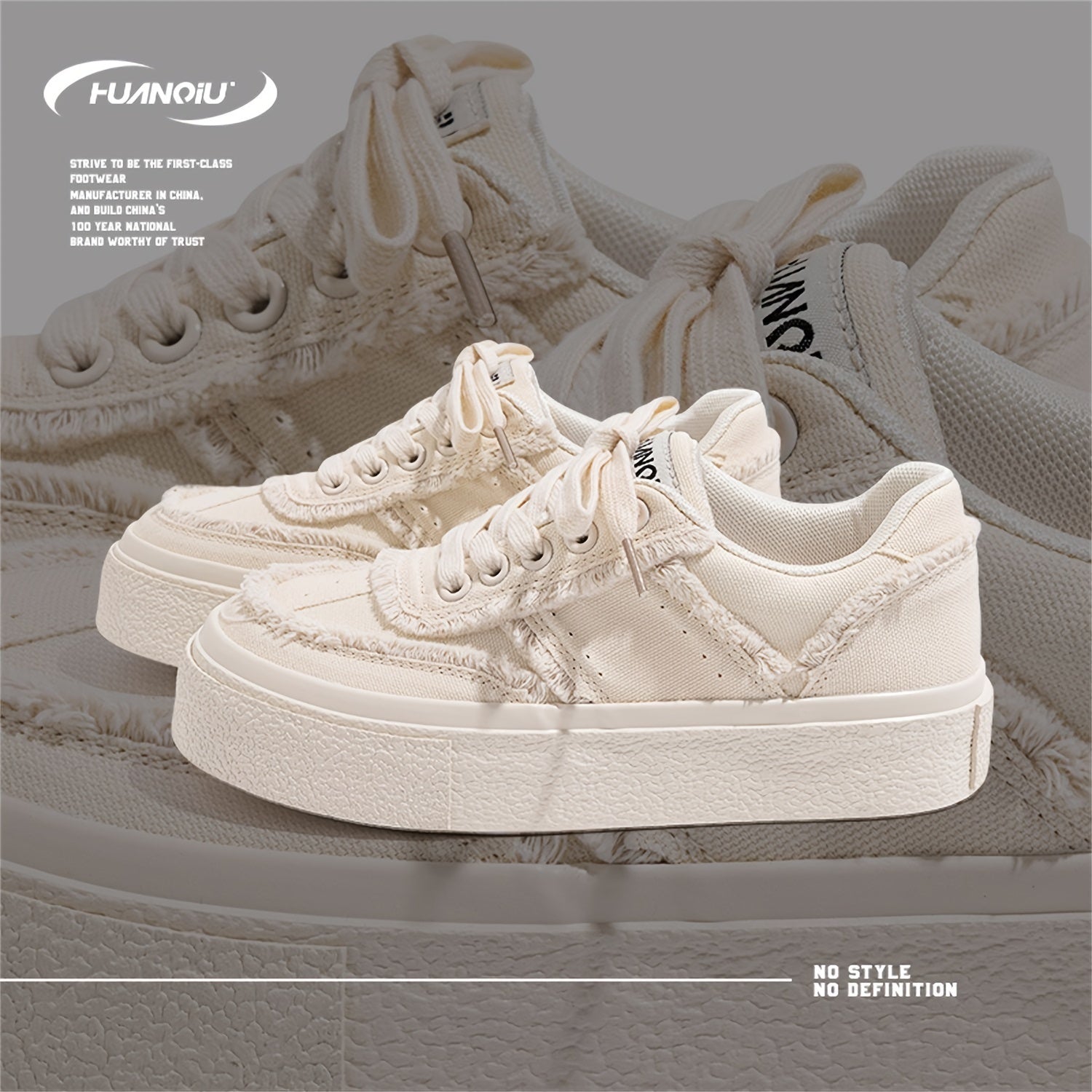 HUANQIU Raw Trim Non-slip Sneakers For Women