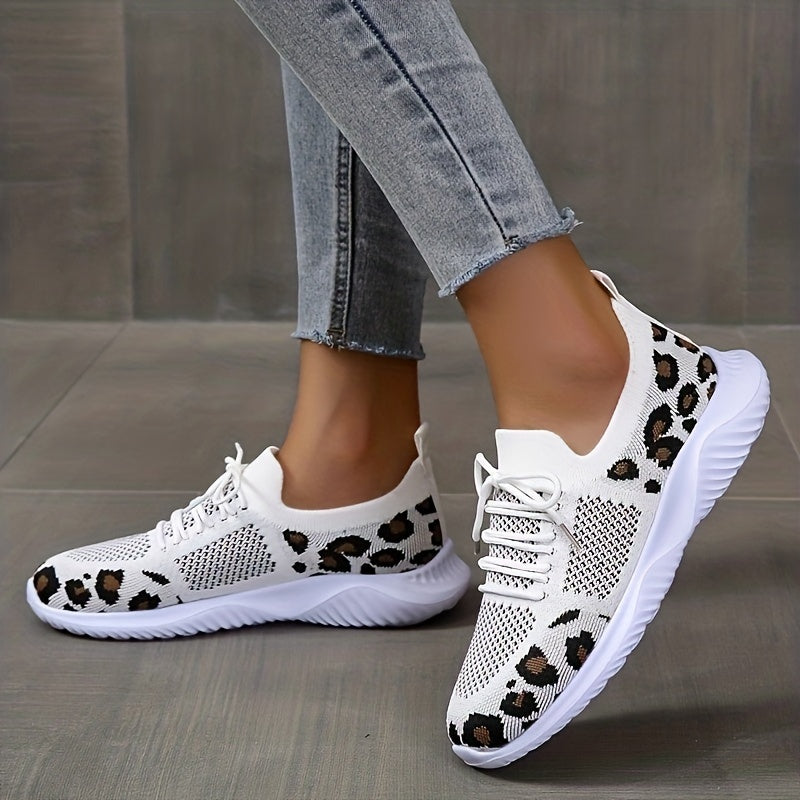 Leopard Pattern Breathable Running Shoes for Women