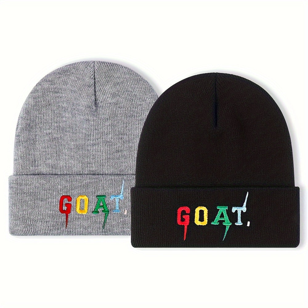 GOAT Embroidered Knitted Beanie Hat Autumn Winter Outdoor Warm Cap