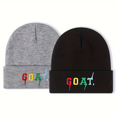 GOAT Embroidered Knitted Beanie Hat Autumn Winter Outdoor Warm Cap