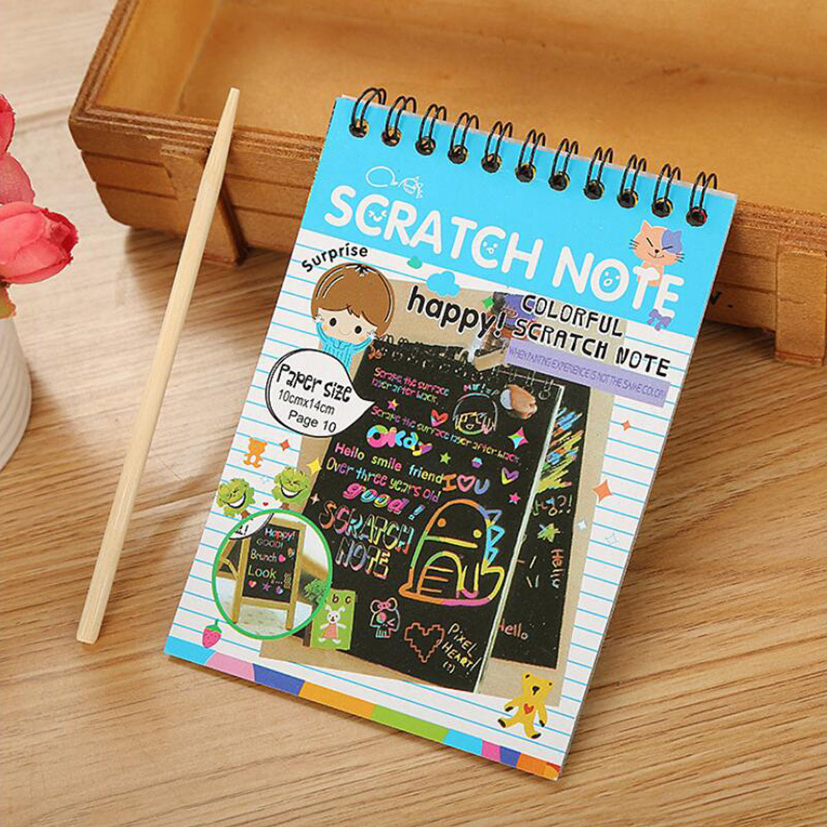 Scratch Art Book 10 Sheets Paper & Pen Craft 14x14 for Drawing Painting Gift